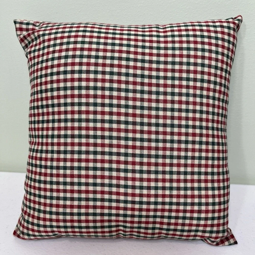 Vintage Handmade Christmas Holiday Pillow Felted Angel Fairy Godmother Plaid